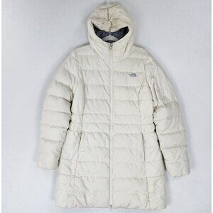 The North Face Coat Womens Large Cream Off White Gotham 550 Down Puffer Parka